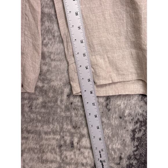 New J Crew Pants Large Womens Linen Drawstring Wide Leg Side Stripe Crop - Picture 5 of 8